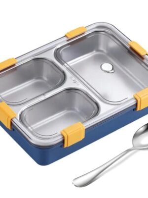 Stainless Steel Lunch Box 750ml with 3 Compartments Leak Proof for Kids and Adults
