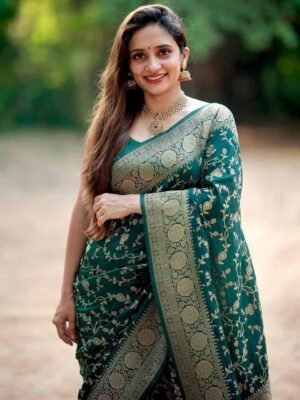 Banarasi Green Silk Saree for Women