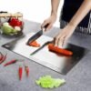 Heavy-duty stainless steel cutting board with non-slip base